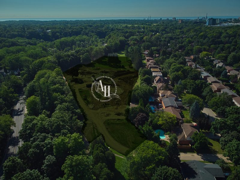 Aerial view of the treed Abacot Hill site off Mississauga Road